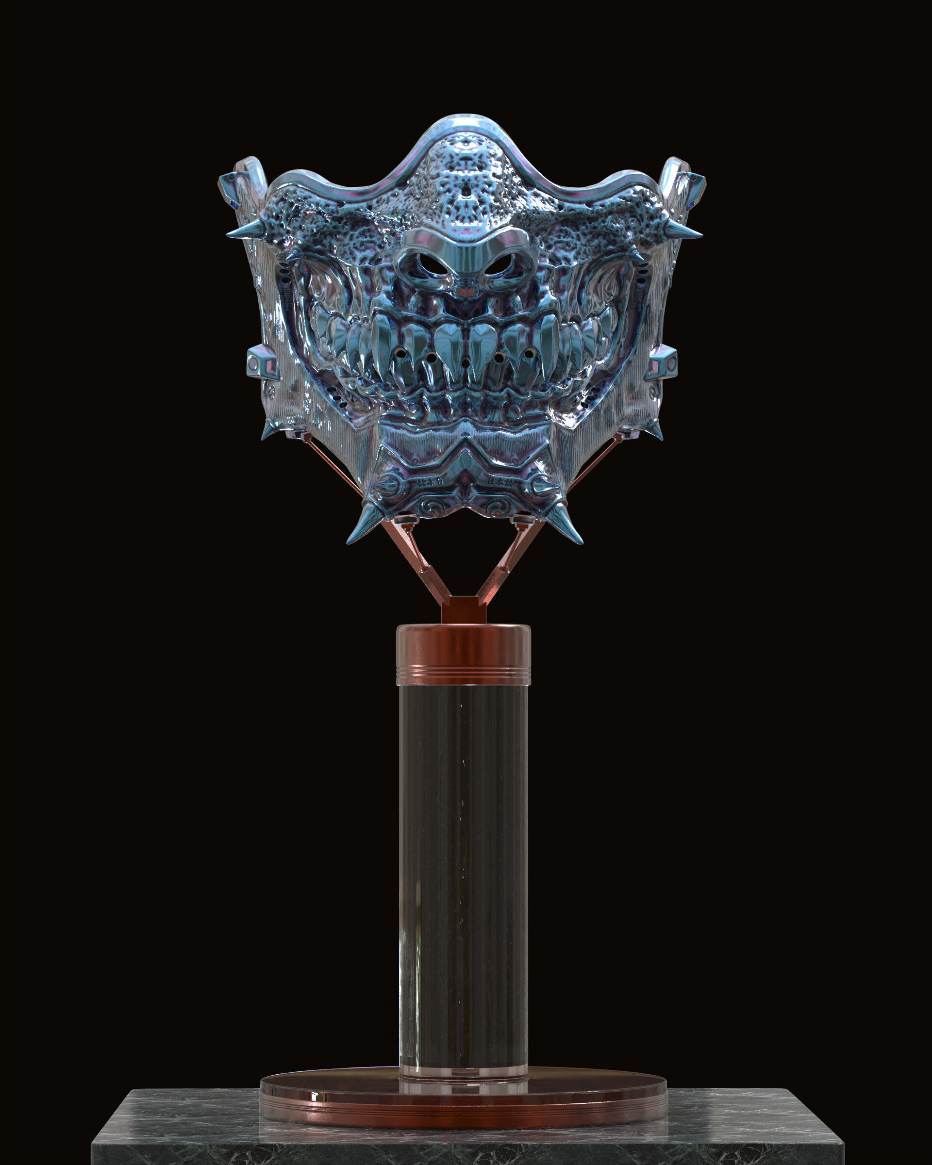 Samurai mask II v2 3D print model_16