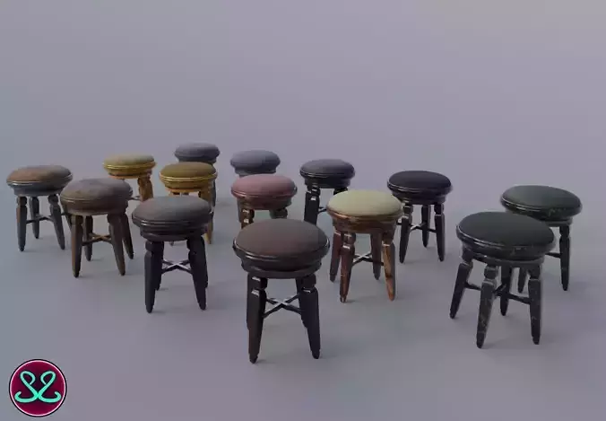 Realistic Pbr Ottomans Awesome Footstool Pack