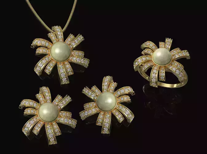Pearl fan set 3D Model Collection
