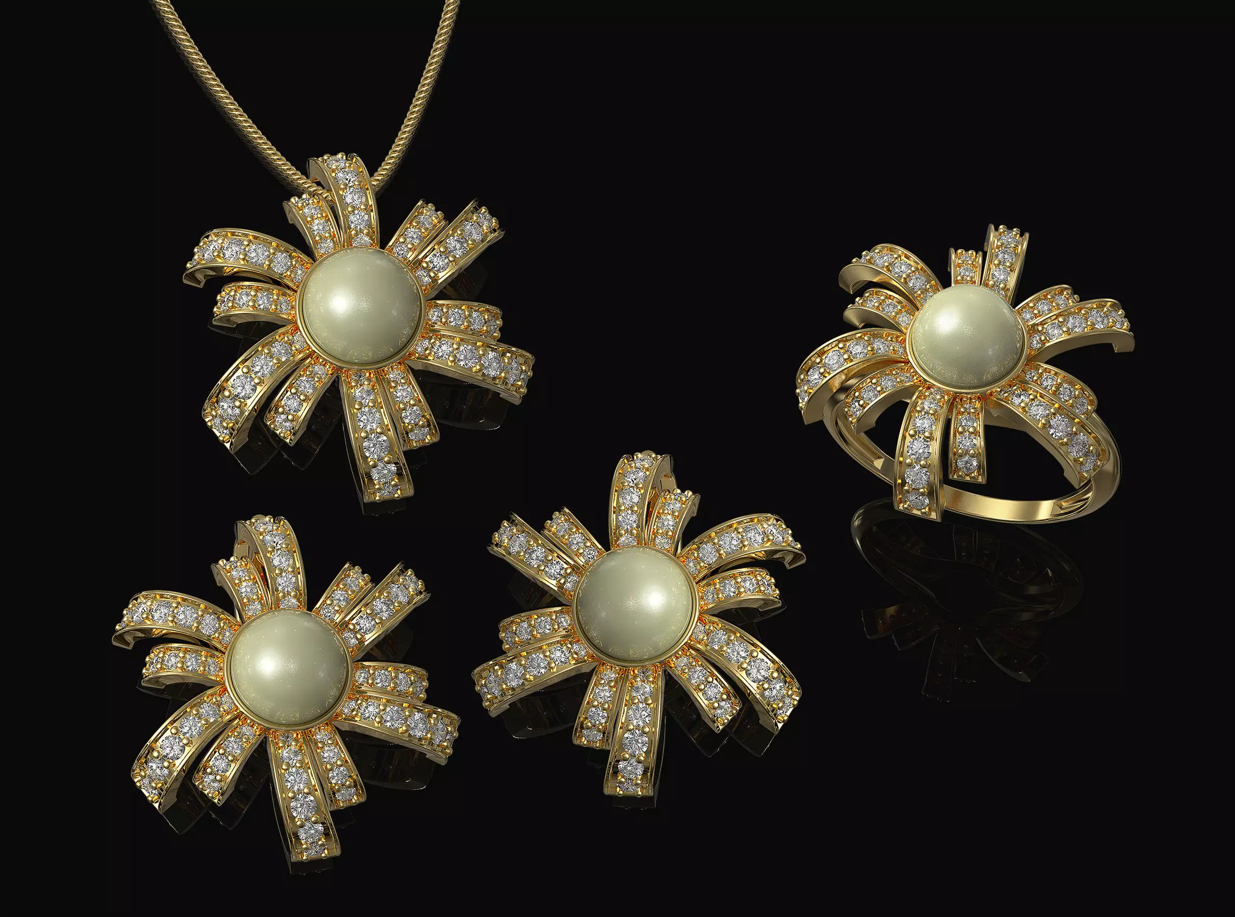 Pearl fan set 3D Model Collection_0