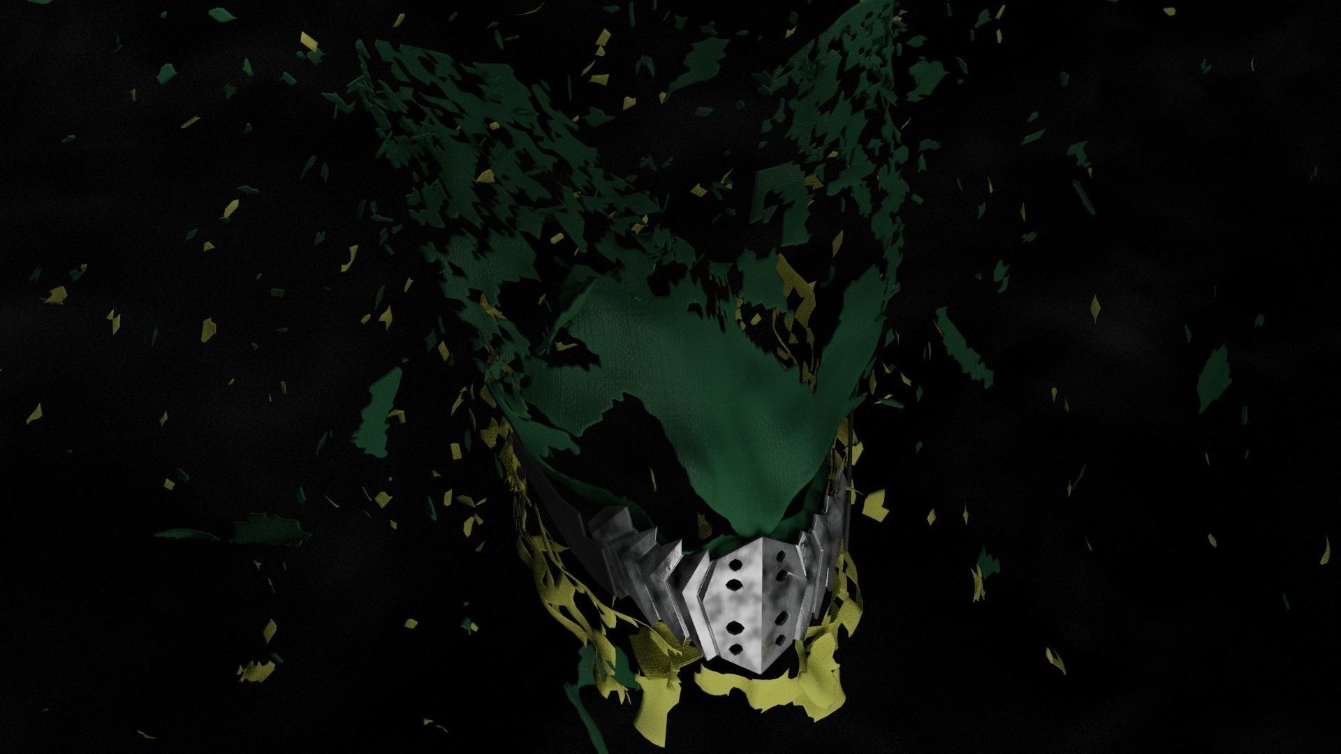 Vigilante Deku Mask With Cloth Disintegration Effect 3D model_4