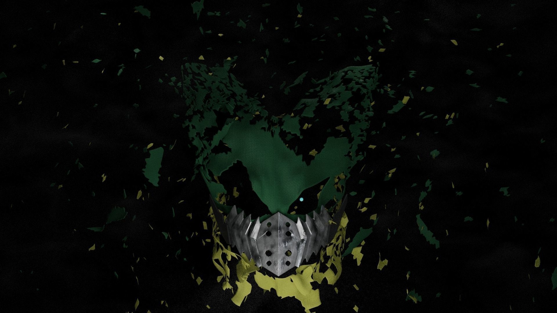 Vigilante Deku Mask With Cloth Disintegration Effect 3D model_1