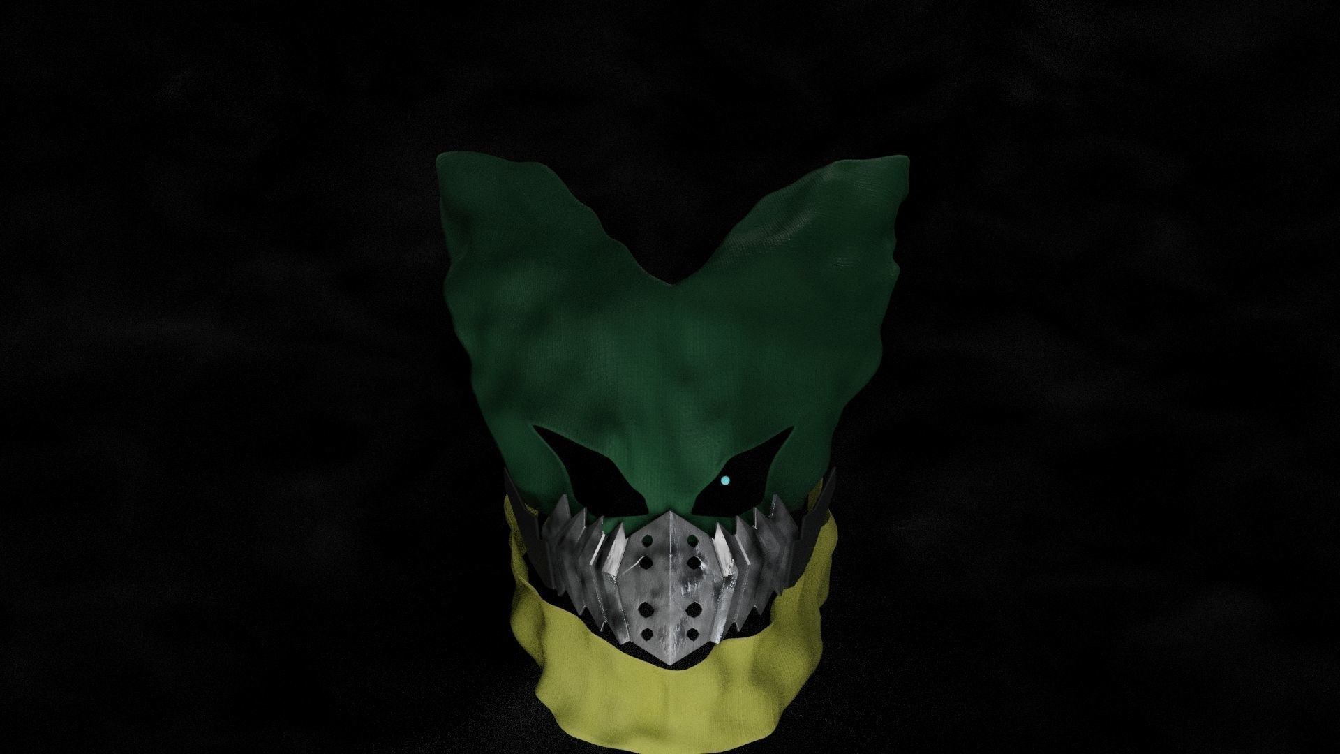 Vigilante Deku Mask With Cloth Disintegration Effect 3D model_2