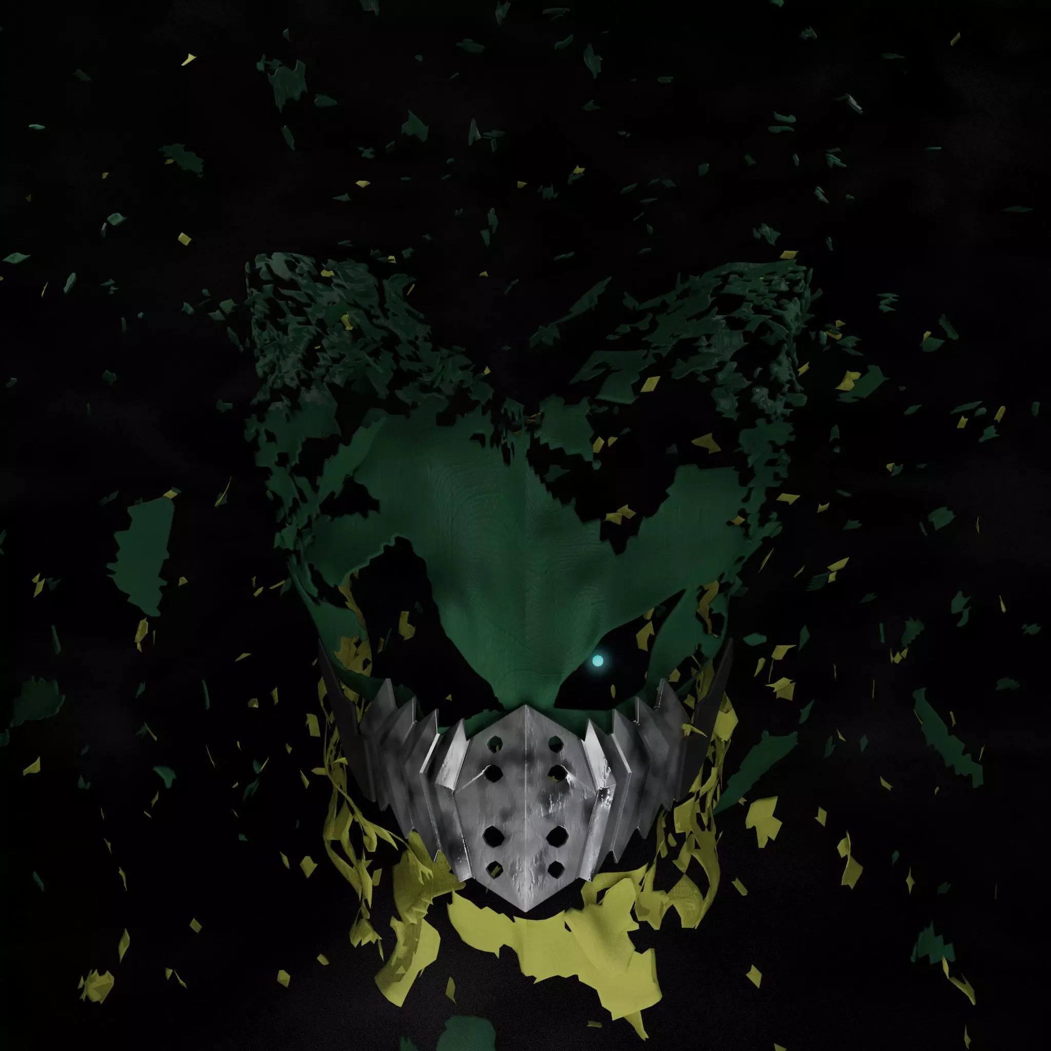 Vigilante Deku Mask With Cloth Disintegration Effect 3D model_0