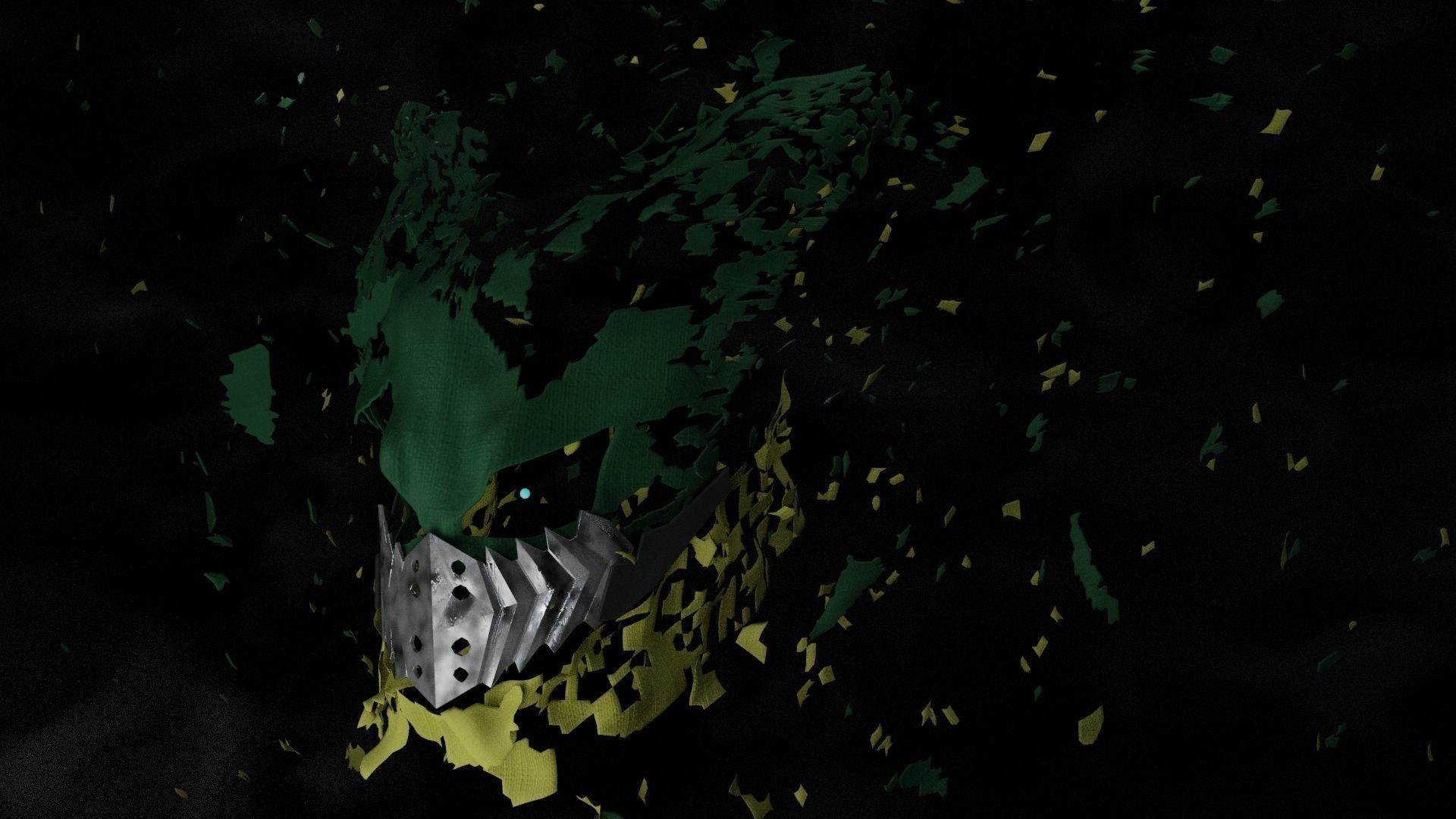 Vigilante Deku Mask With Cloth Disintegration Effect 3D model_3