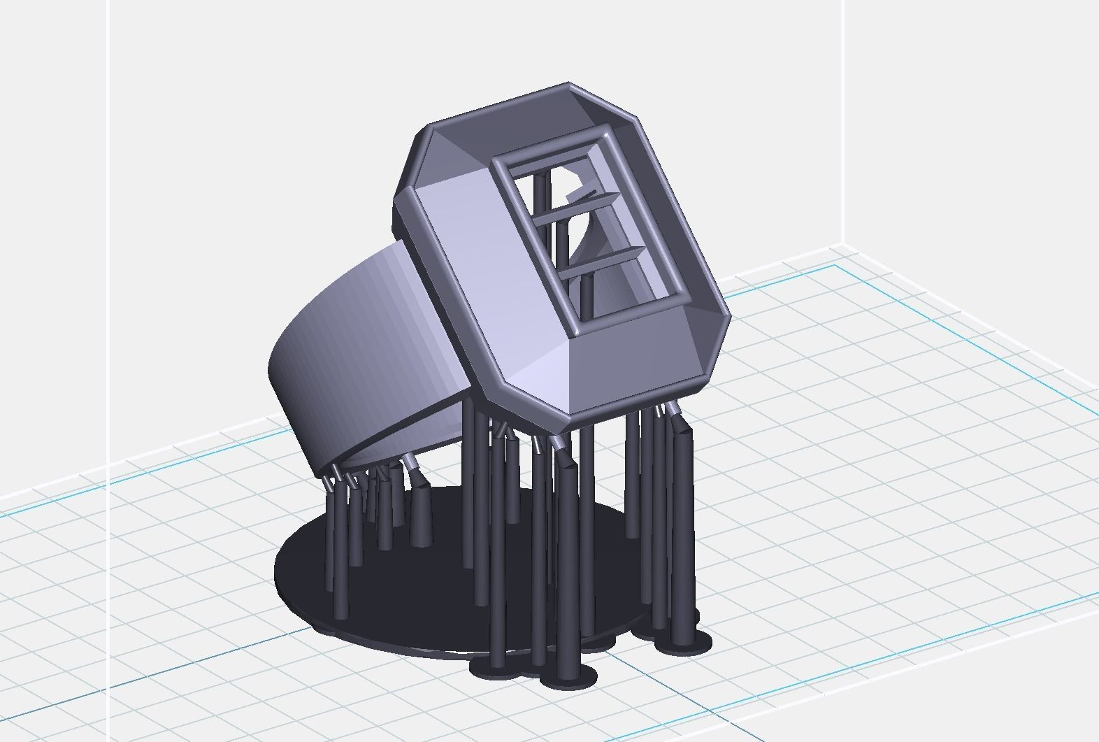 Square Ring with 3 baguette 3D print model_1