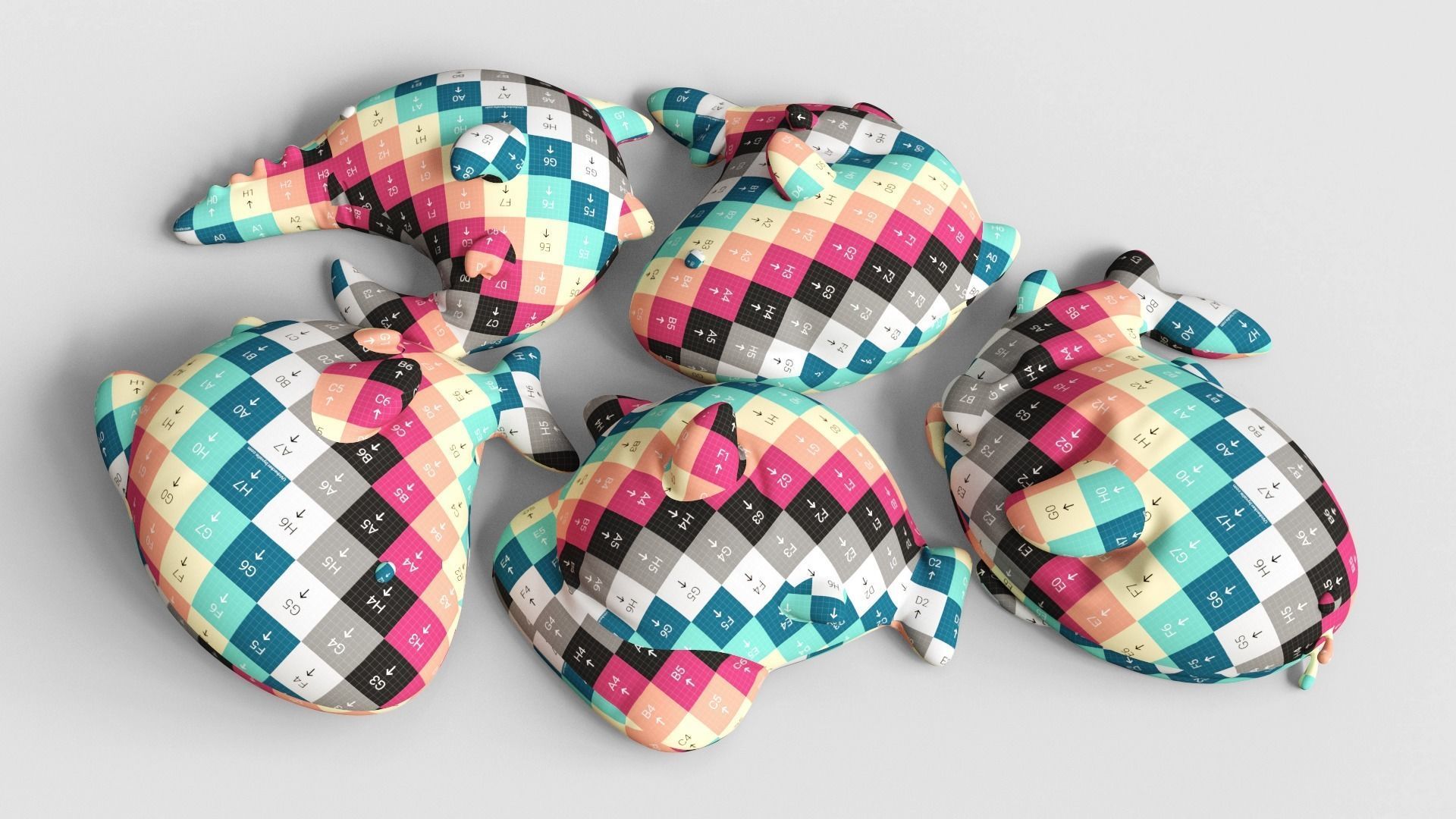 Pillow Tiny Shark Low-poly 3D model_5