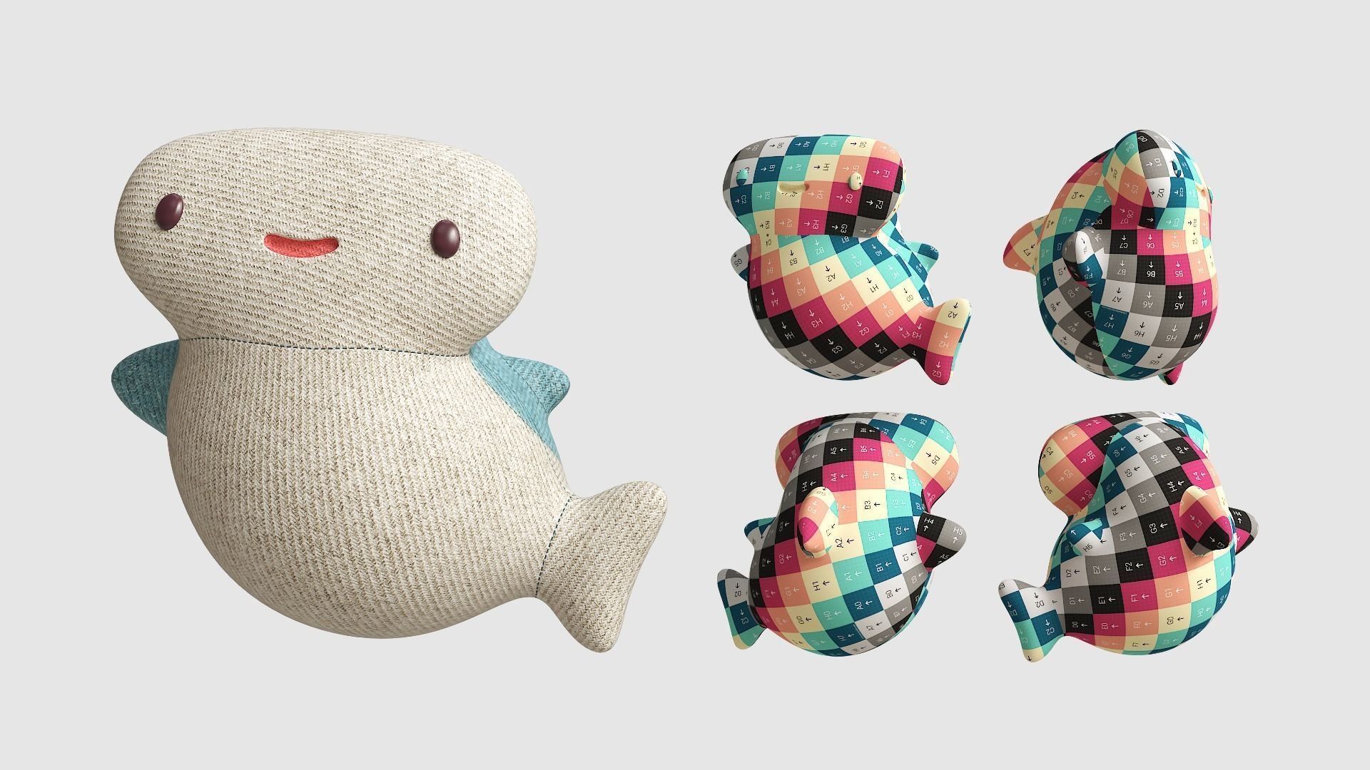 Pillow Tiny Shark Low-poly 3D model_11