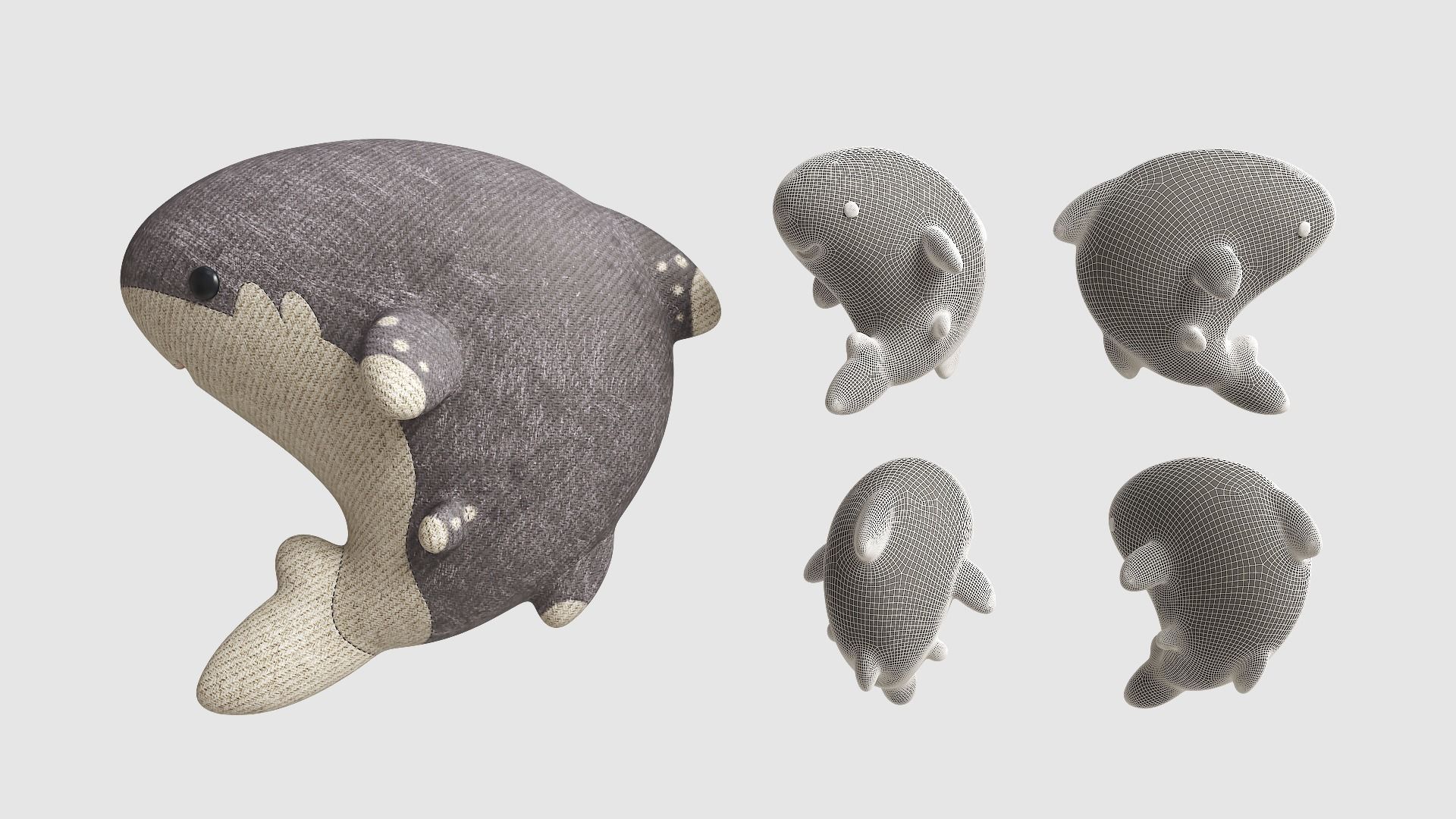 Pillow Tiny Shark Low-poly 3D model_13