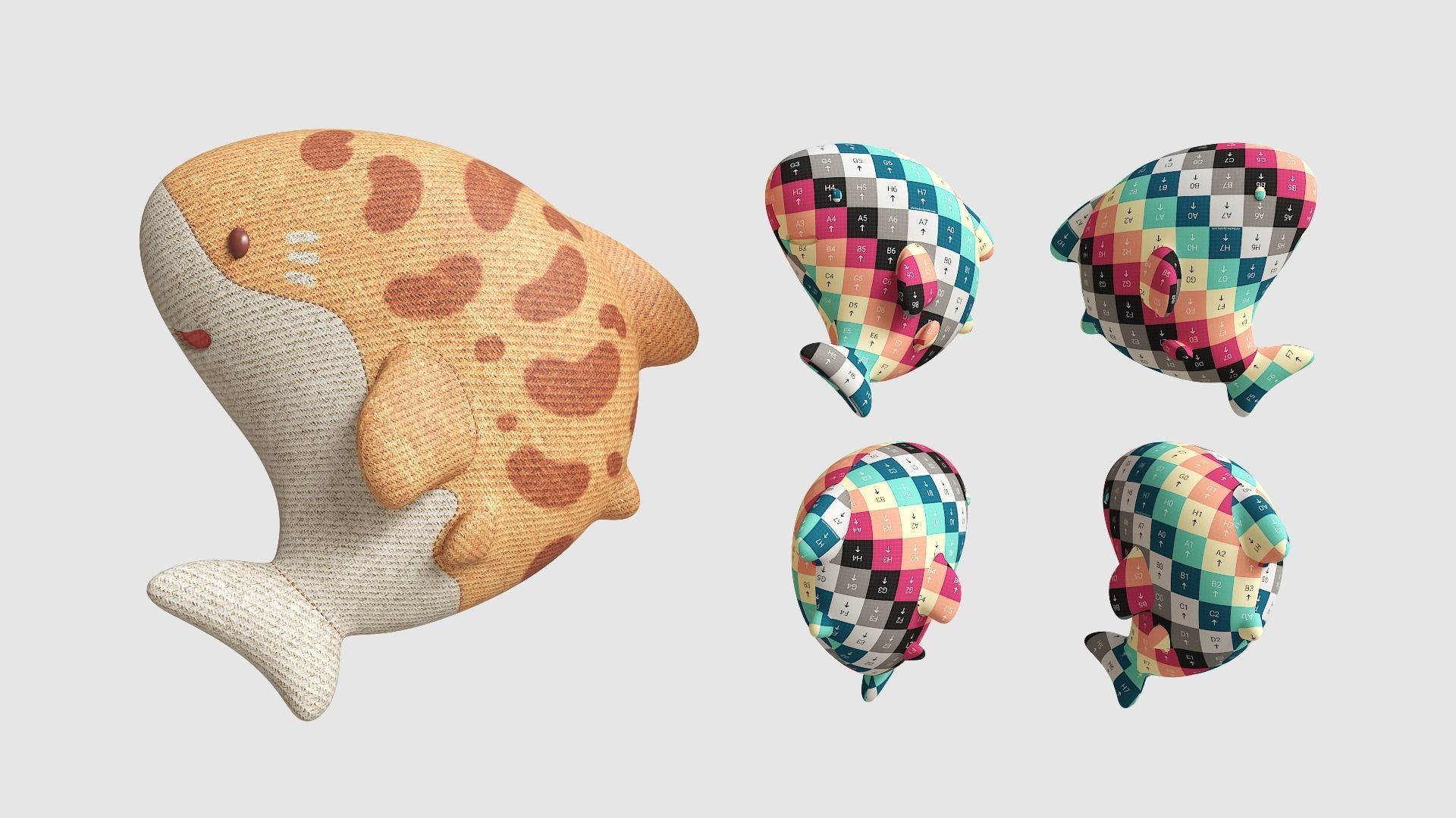 Pillow Tiny Shark Low-poly 3D model_8