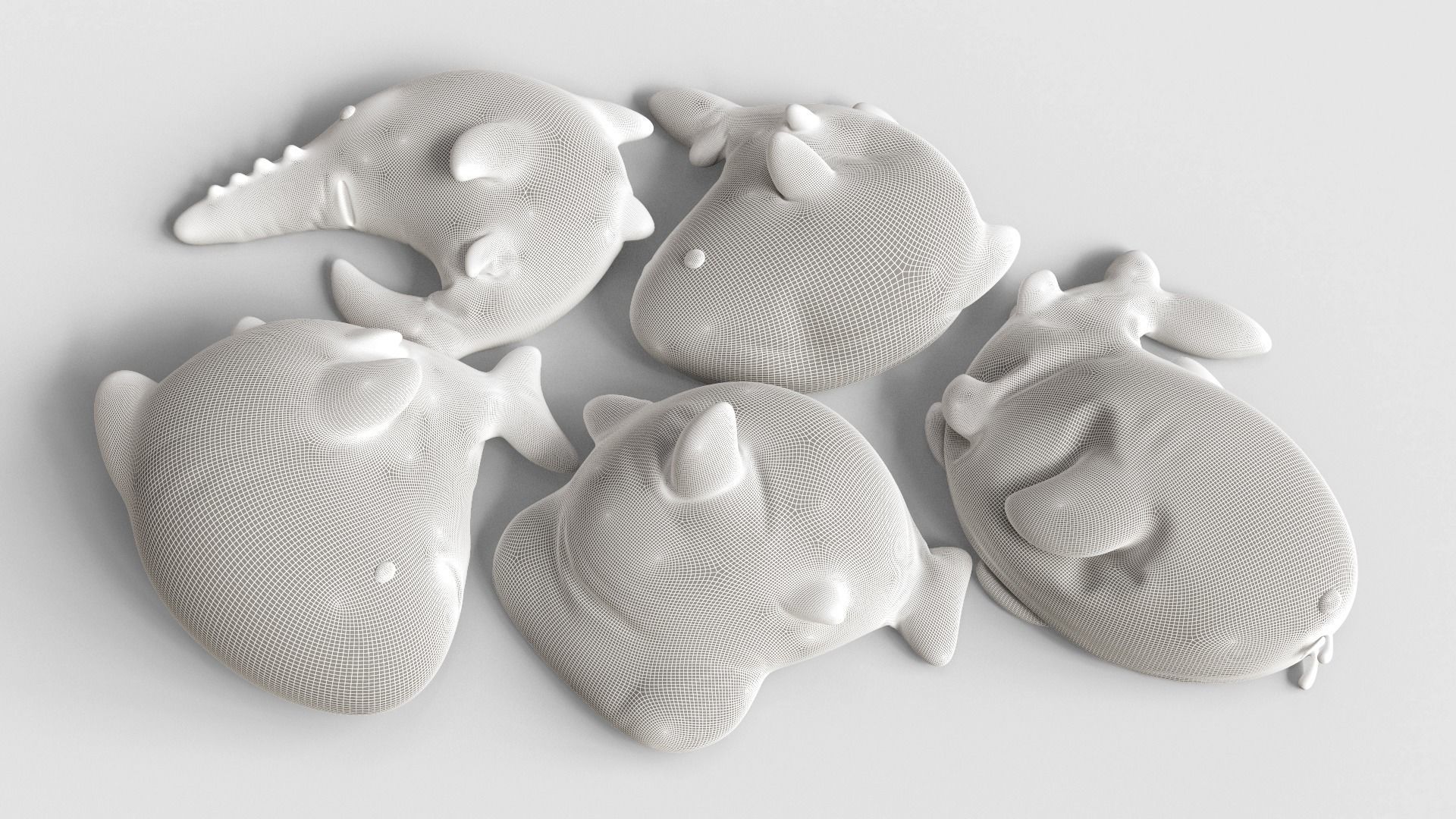 Pillow Tiny Shark Low-poly 3D model_4