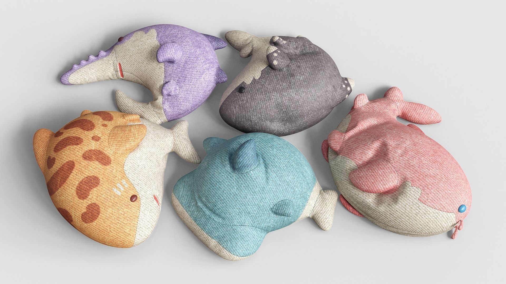 Pillow Tiny Shark Low-poly 3D model_3