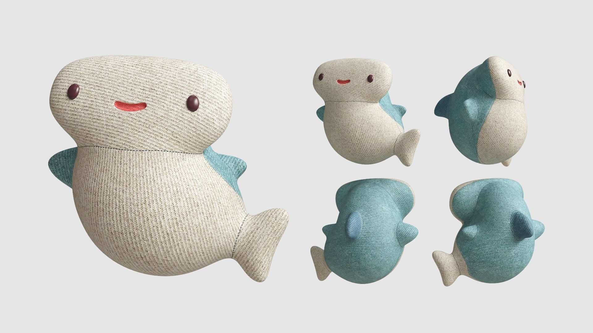 Pillow Tiny Shark Low-poly 3D model_9