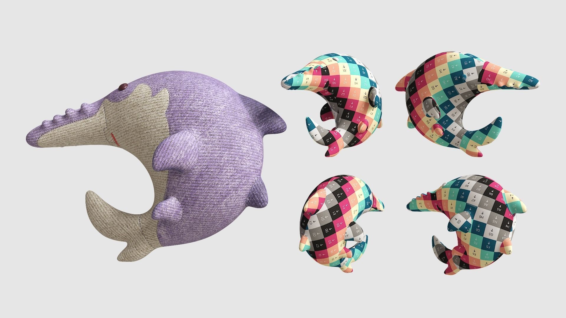 Pillow Tiny Shark Low-poly 3D model_16