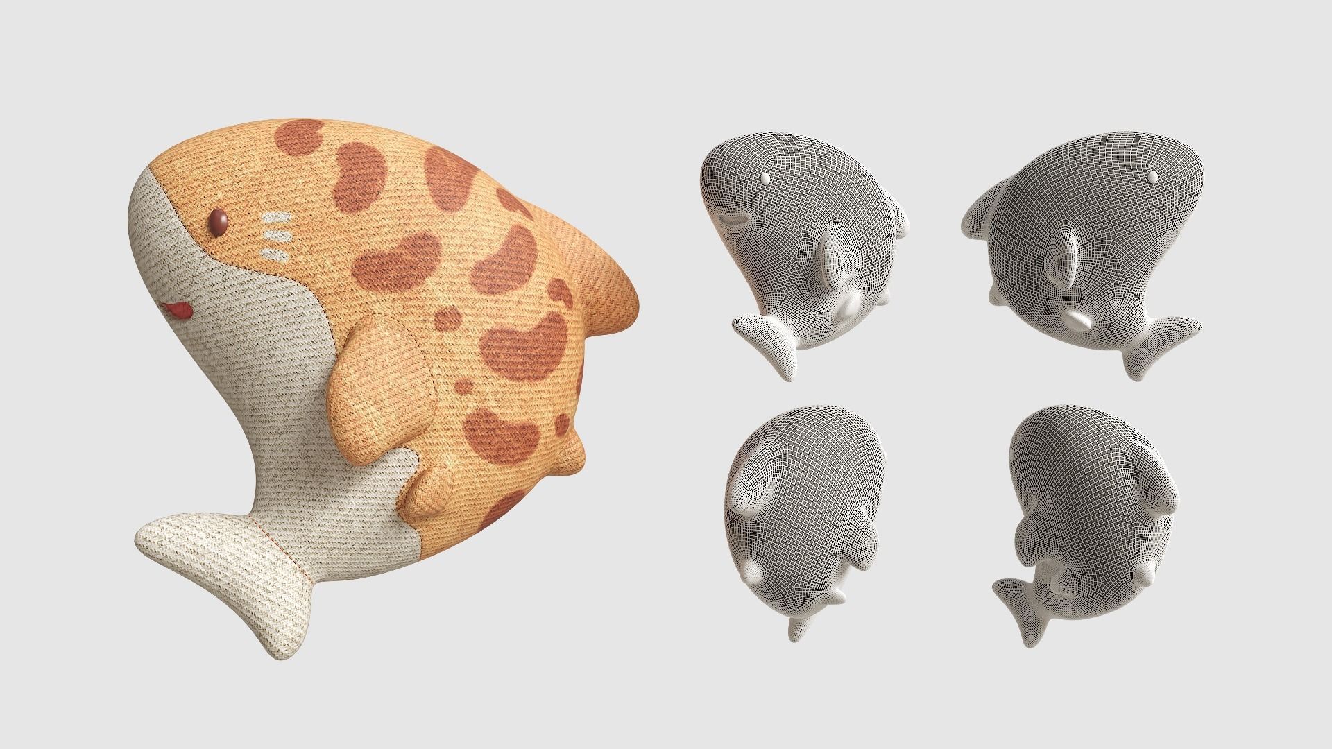 Pillow Tiny Shark Low-poly 3D model_7