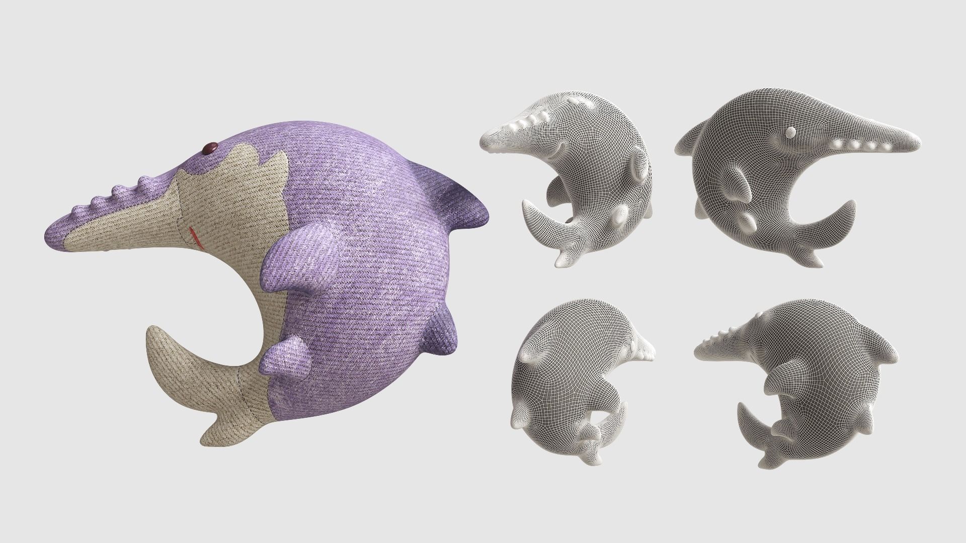 Pillow Tiny Shark Low-poly 3D model_15