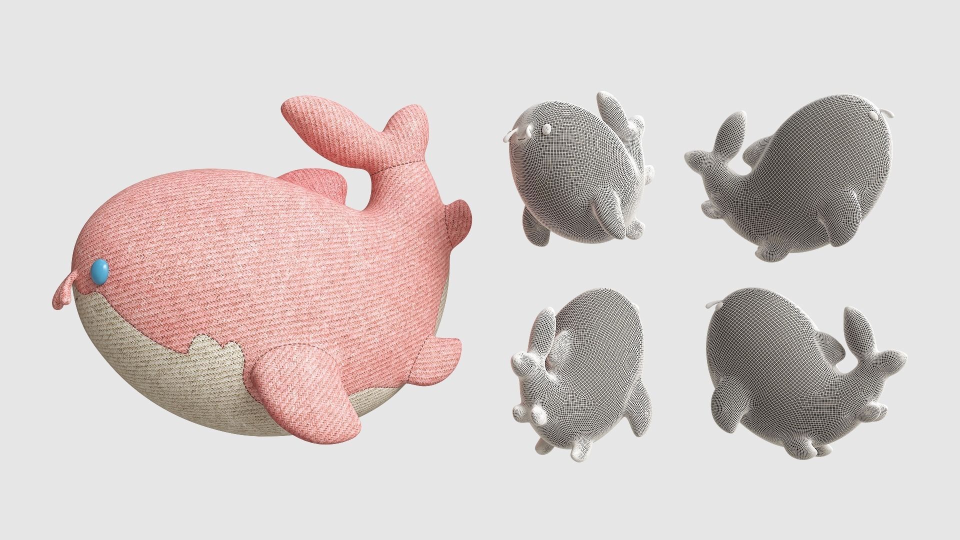 Pillow Tiny Shark Low-poly 3D model_18