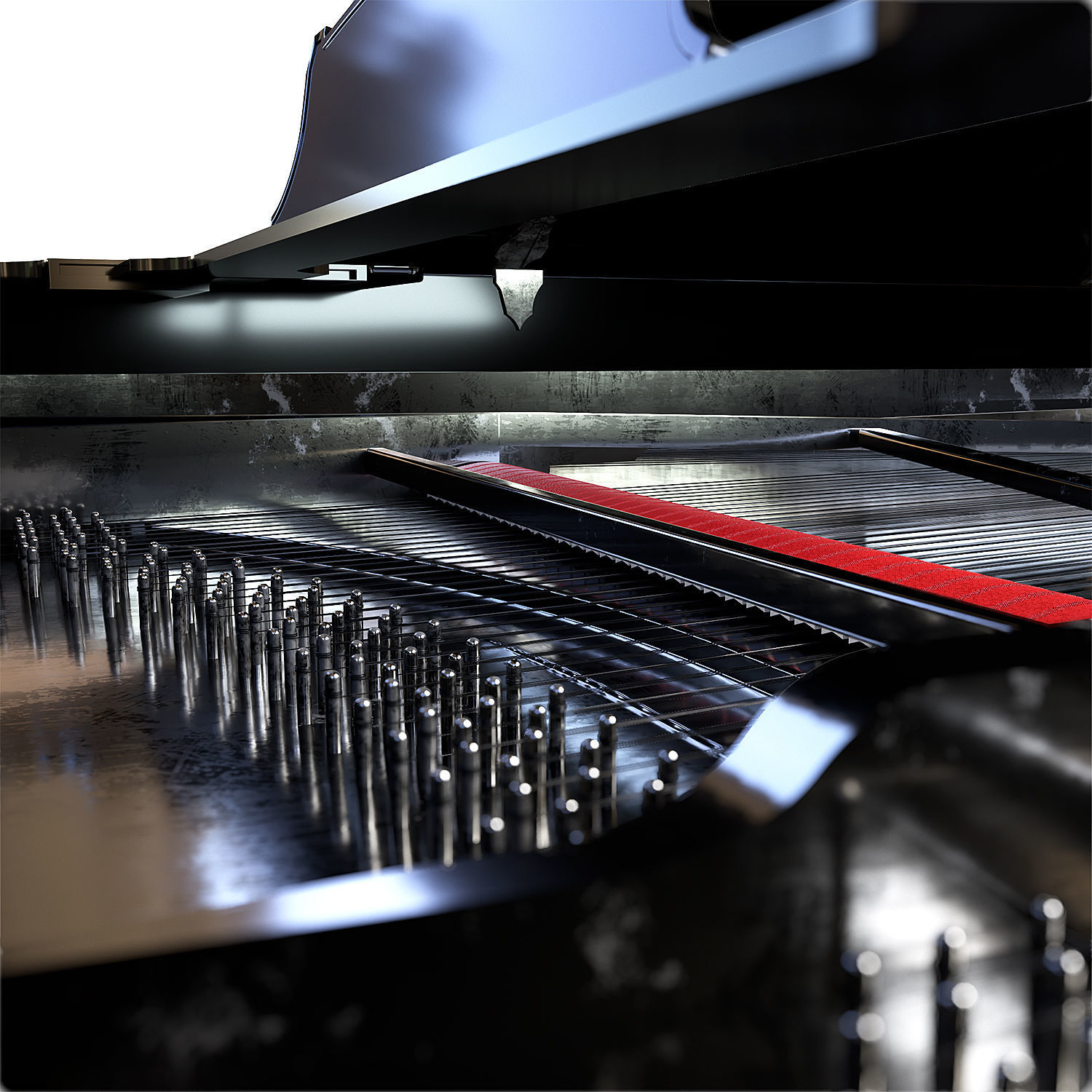 Piano-Steinway and Sons Black Piano 3D model_5