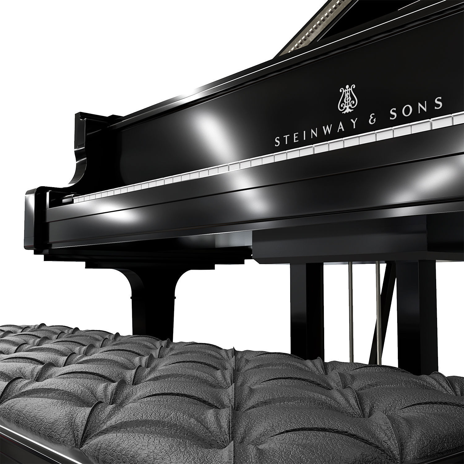 Piano-Steinway and Sons Black Piano 3D model_2