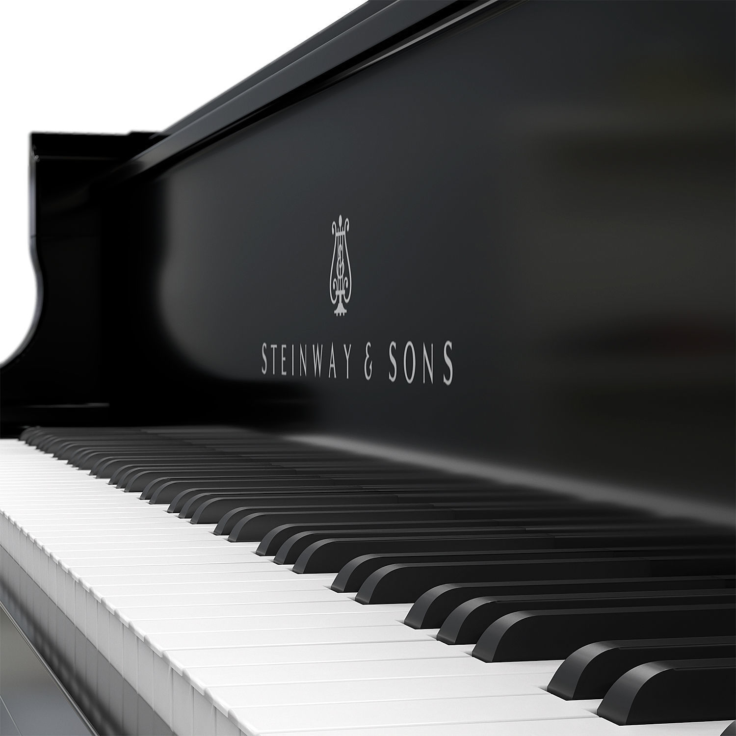 Piano-Steinway and Sons Black Piano 3D model_3