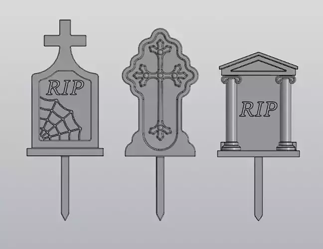 Tombstone Planter decoration Cemetery Set 3 models 3D print model
