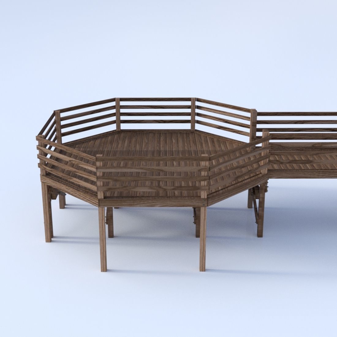 Wooden Pier 3D model_2