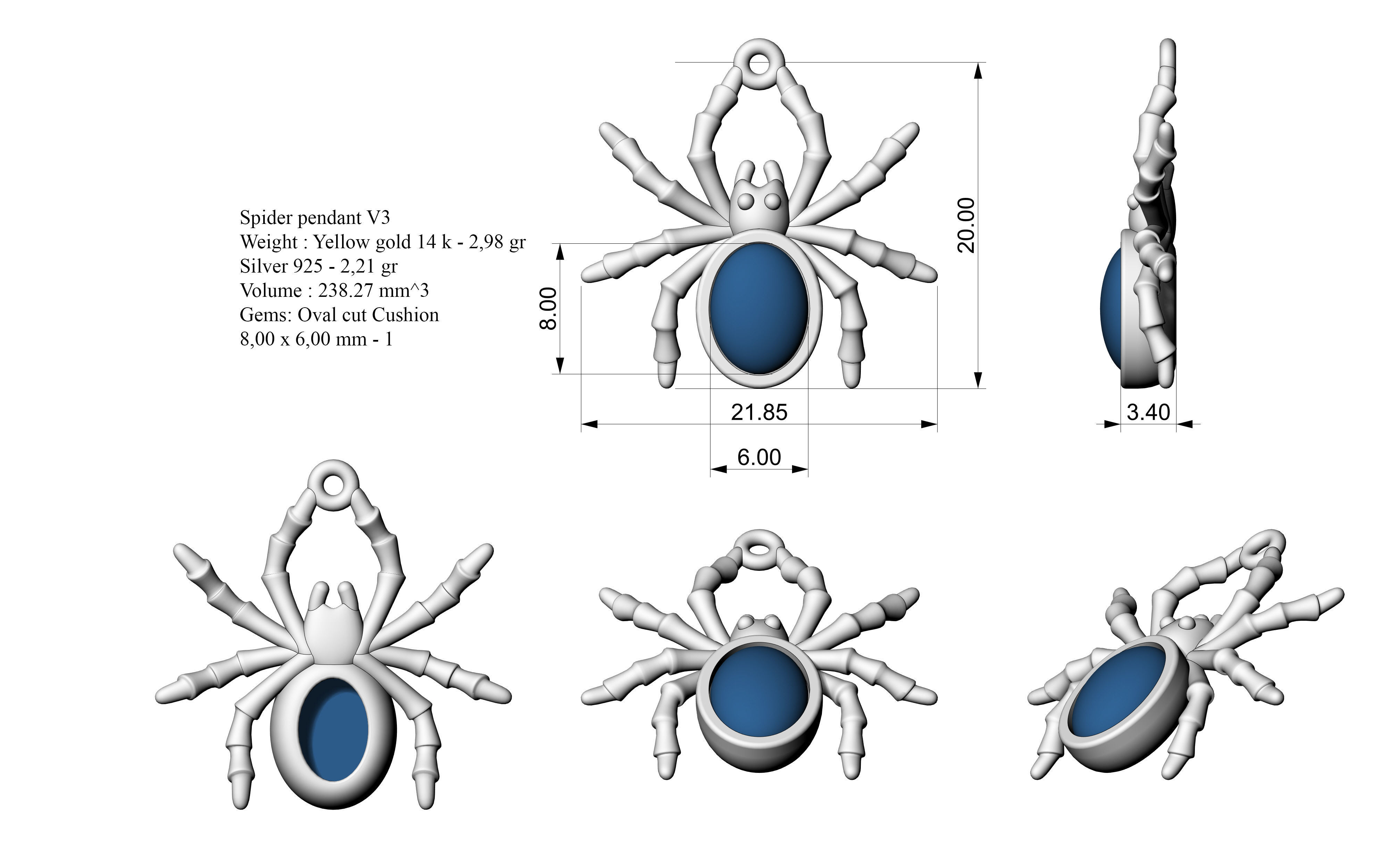 Spider pendant V3 3D print model_2