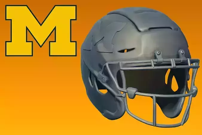 NFL HELMET MICHIGAN WOLVERINES FOOTBALL - 3D PRINT 3D print model