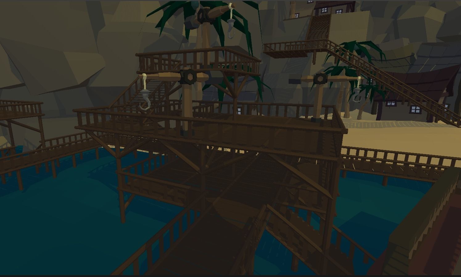 3D Game Kit Modular - Fishing Dock Platform Low-poly 3D model_1