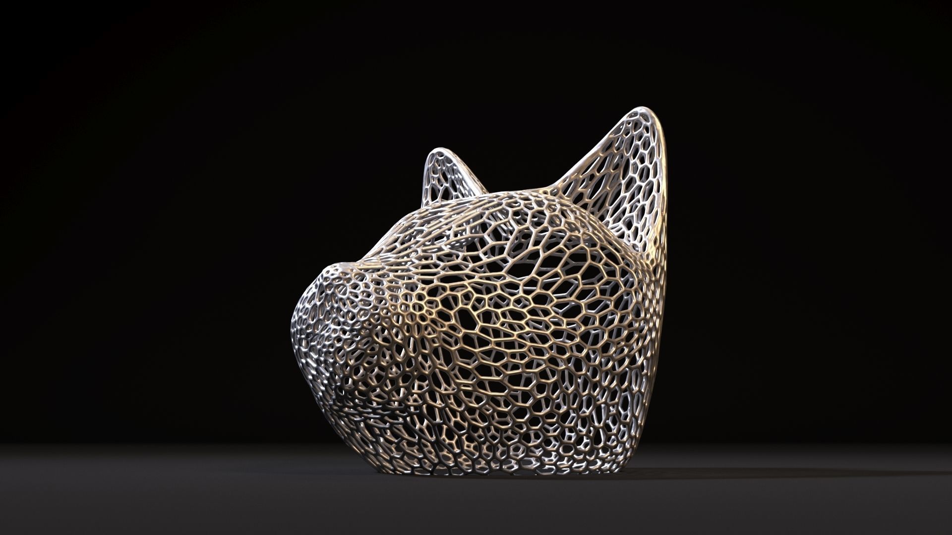 Cat head decor 3D print model_11