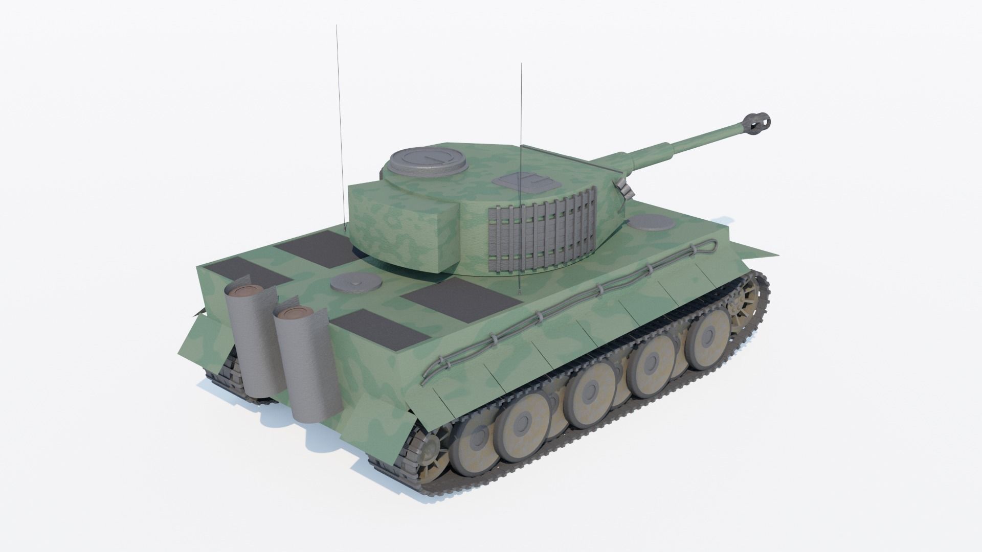 Tiger H1 Tank Low-poly 3D model_2