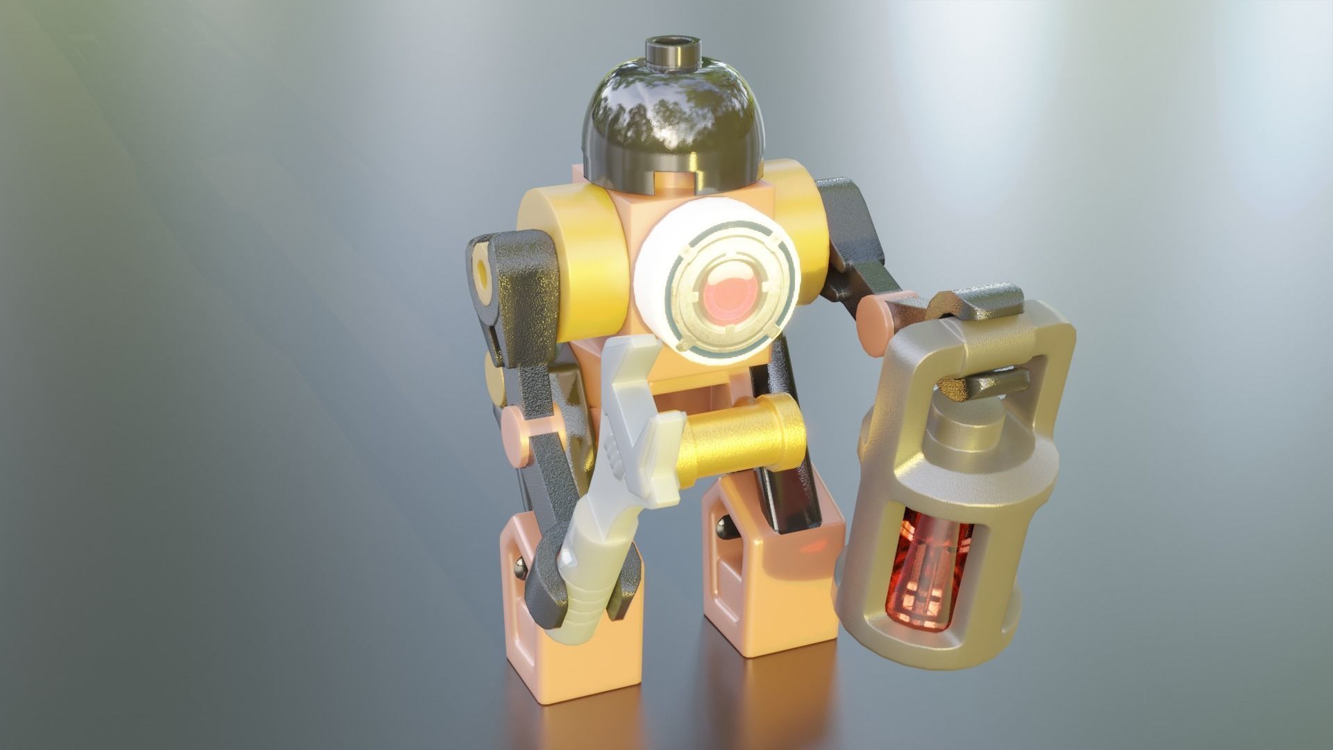 Steampunk Lego Airplane with robohelper 3D model_13