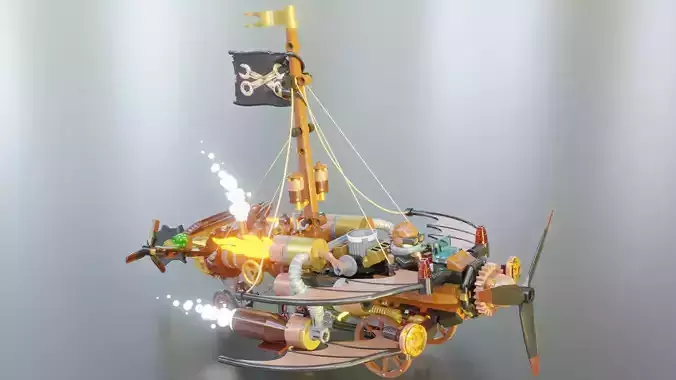 Steampunk Lego Airplane with robohelper 3D model