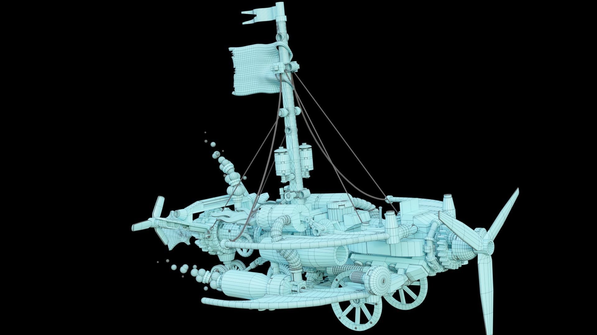 Steampunk Lego Airplane with robohelper 3D model_14