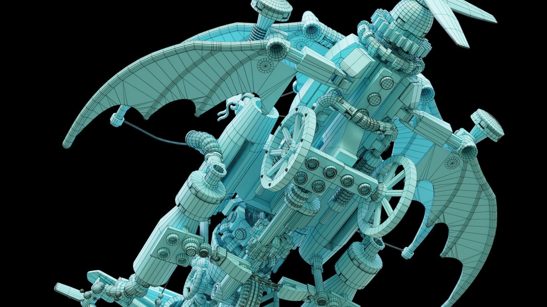 Steampunk Lego Airplane with robohelper 3D model_16