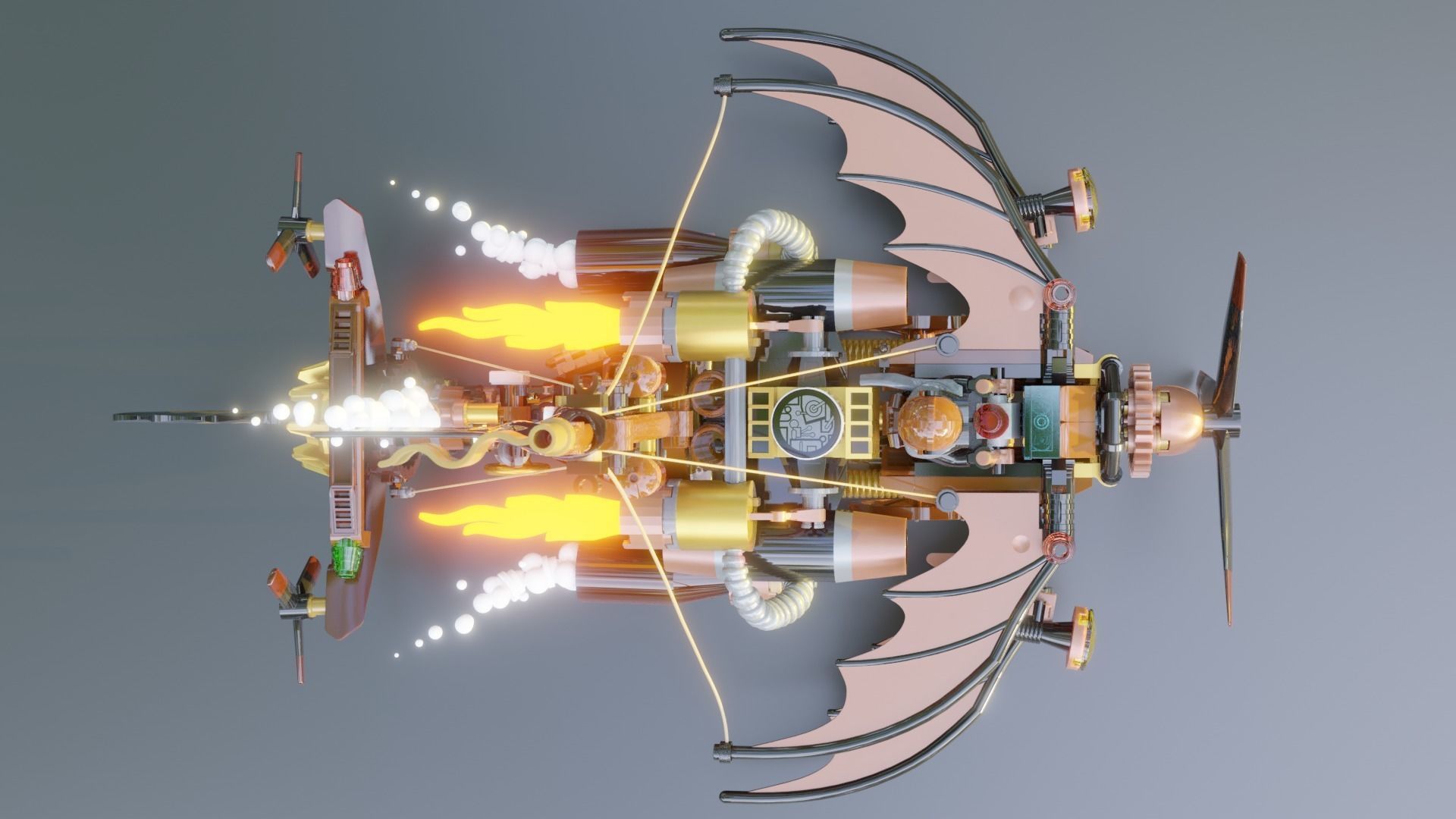 Steampunk Lego Airplane with robohelper 3D model_4