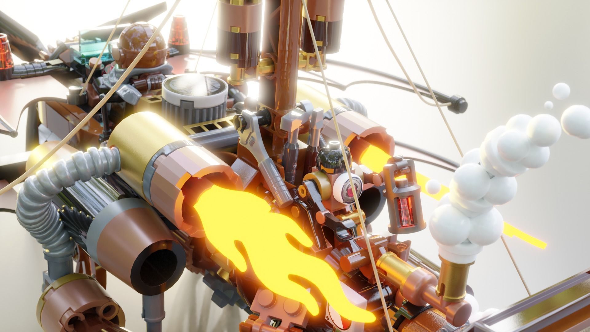 Steampunk Lego Airplane with robohelper 3D model_3