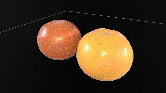 Grapefruit set Fruit Low-poly 3D model 7