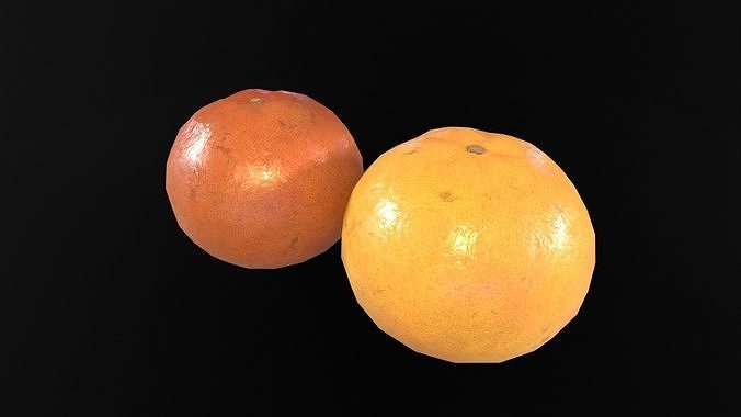 Grapefruit set Fruit Low-poly 3D model 6