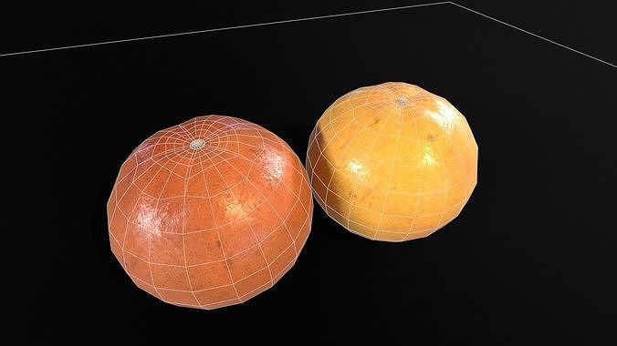Grapefruit set Fruit Low-poly 3D model 3