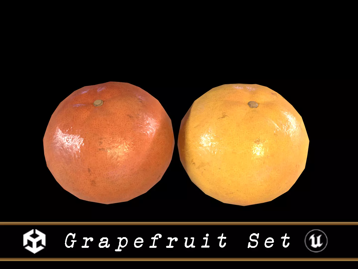 Grapefruit set Fruit Low-poly 3D model_0