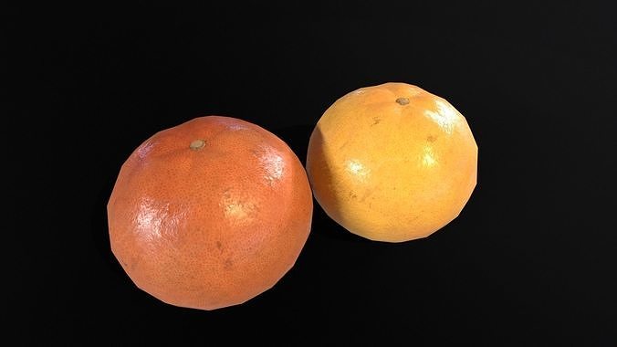 Grapefruit set Fruit Low-poly 3D model 2