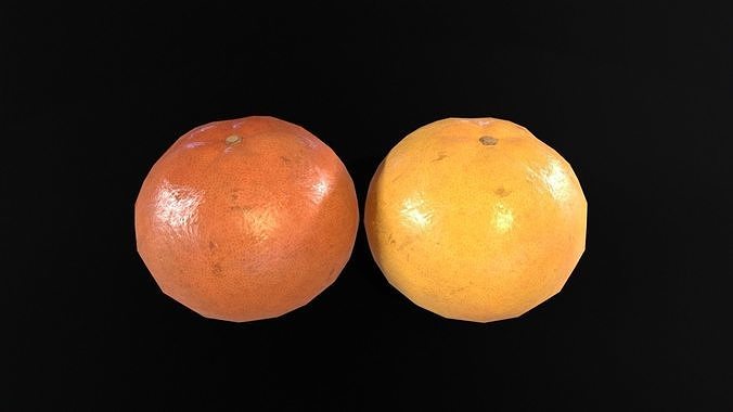 Grapefruit set Fruit Low-poly 3D model 4