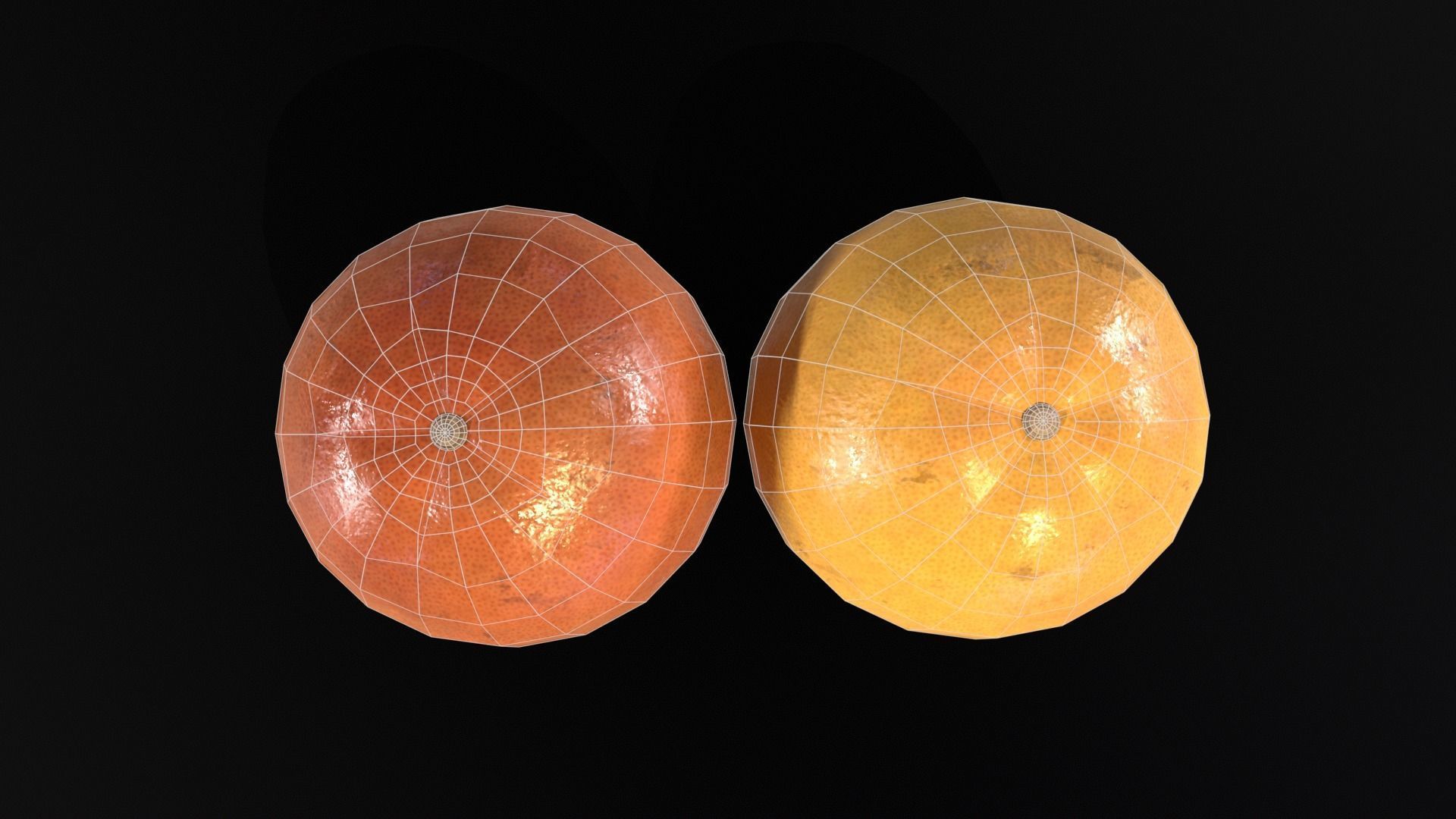 Grapefruit set Fruit Low-poly 3D model_21