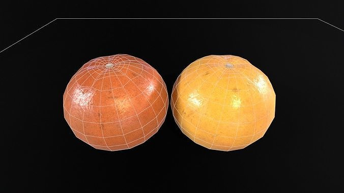 Grapefruit set Fruit Low-poly 3D model 5