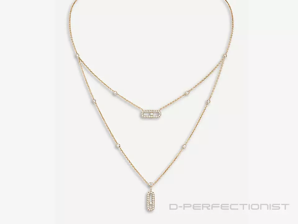 Messika Move Uno 18K Yellow Gold Diamond 2-Chain Necklace  3D print model_0