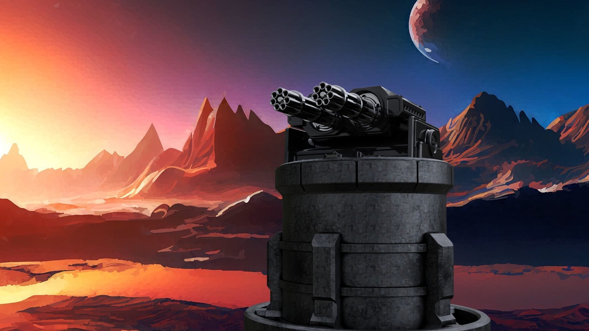 Gatling Turret Tabletop Mini 3D print model_2