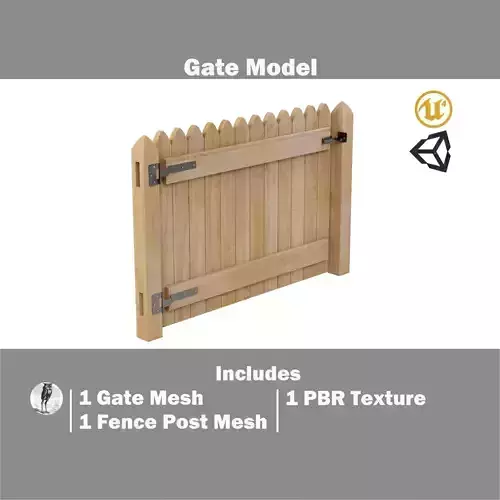 Modular Fence Gate - Solid Colonial Gothic Picket Fence Gate Low-poly 3D model