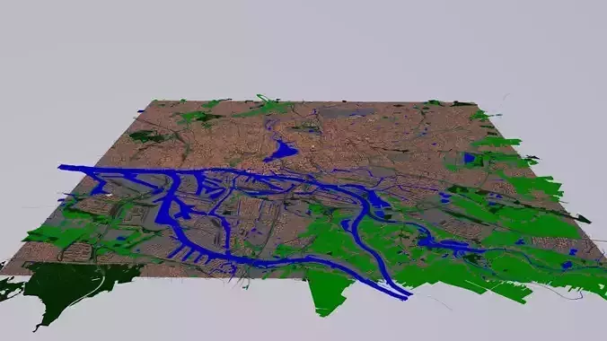Hamburg 20x20km 3D City Map