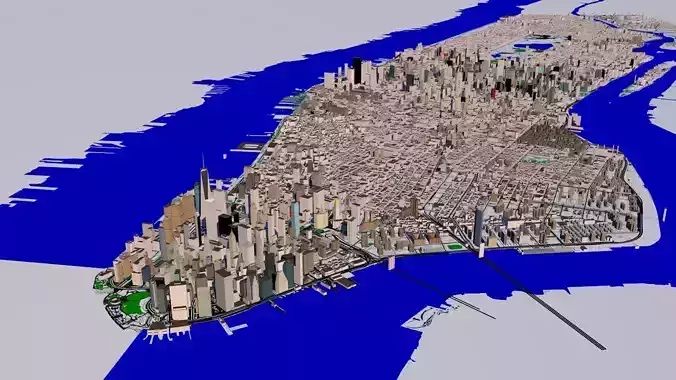 New York Manhattan 10x15km 3D City Map 3D model